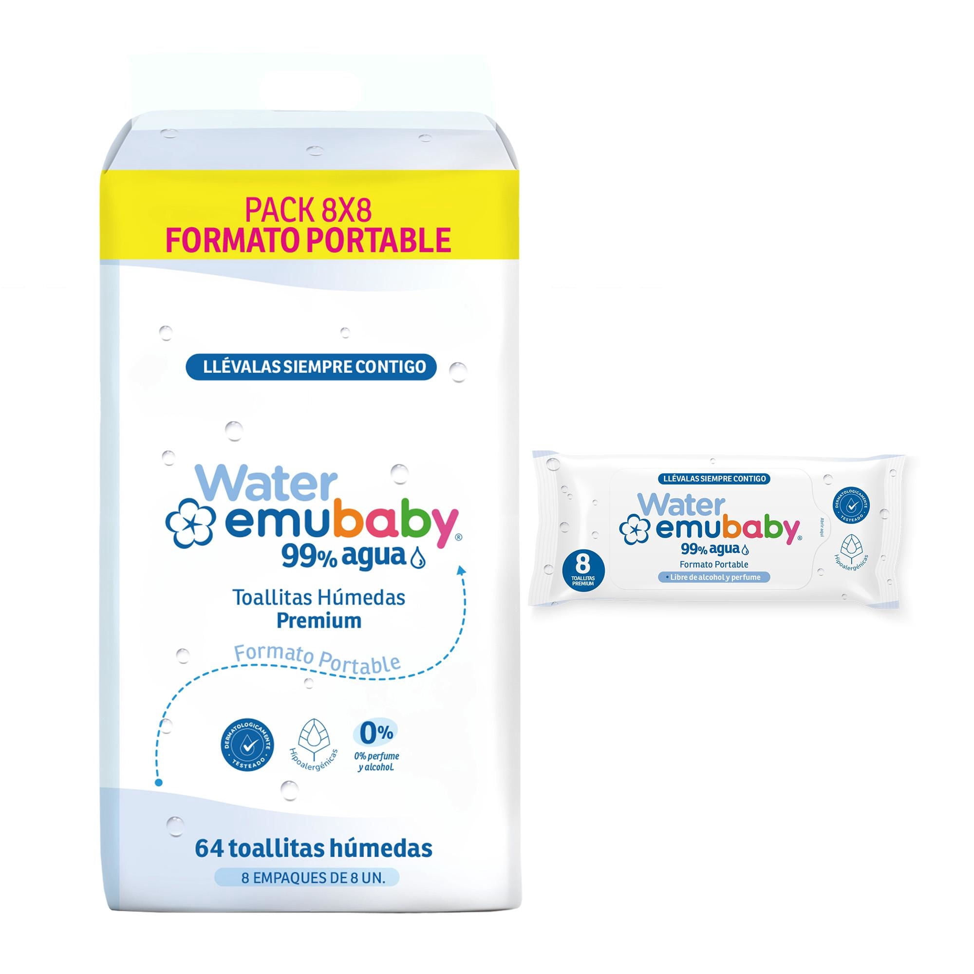 Toallitas Húmedas Emubaby 99% Agua, Pack