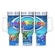 thumbnail image 1 of RoboGobo Vaso aislado de acero inoxidable con asa, diseño temático, regalo para familia, amigos y fans; incluye pajita y encaja en el portavasos estándar, 40 oz, 1 of 6