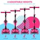 thumbnail image 5 of Scooter Hurtle de 3 ruedas para niños, 2 en 1, asiento y soporte con asiento, color rosa, 5 of 8