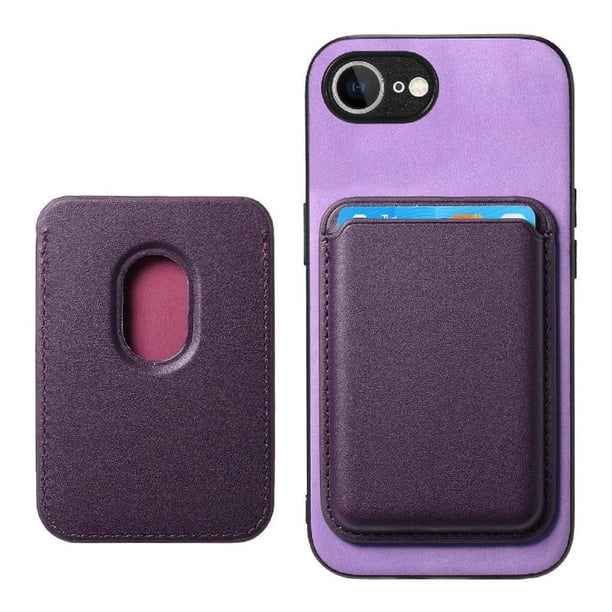 Funda de Cuero Magnética con Tarjetero para iPhone 16e Cubierta Delgada Morado