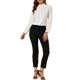 thumbnail image 2 of INSPIRE CHIC Blusa de Mujer con Volantes, Botones, Cuello Alto, Manga Larga, Talla L, Color Blanco, 2 of 8