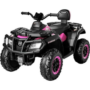 Little Monkey - Cuadrimoto Montable Eléctrica Niños 12V Luces Usb Bluetooth Rosa