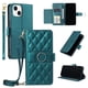 thumbnail image 1 of Funda tipo billetera FOXDOCK para iPhone 13 Mini – Tapa abatible con correa para mujer, 1 of 5