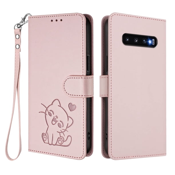 Funda Volteable tipo Billetera con Correa para Samsung Galaxy S10, Rosa