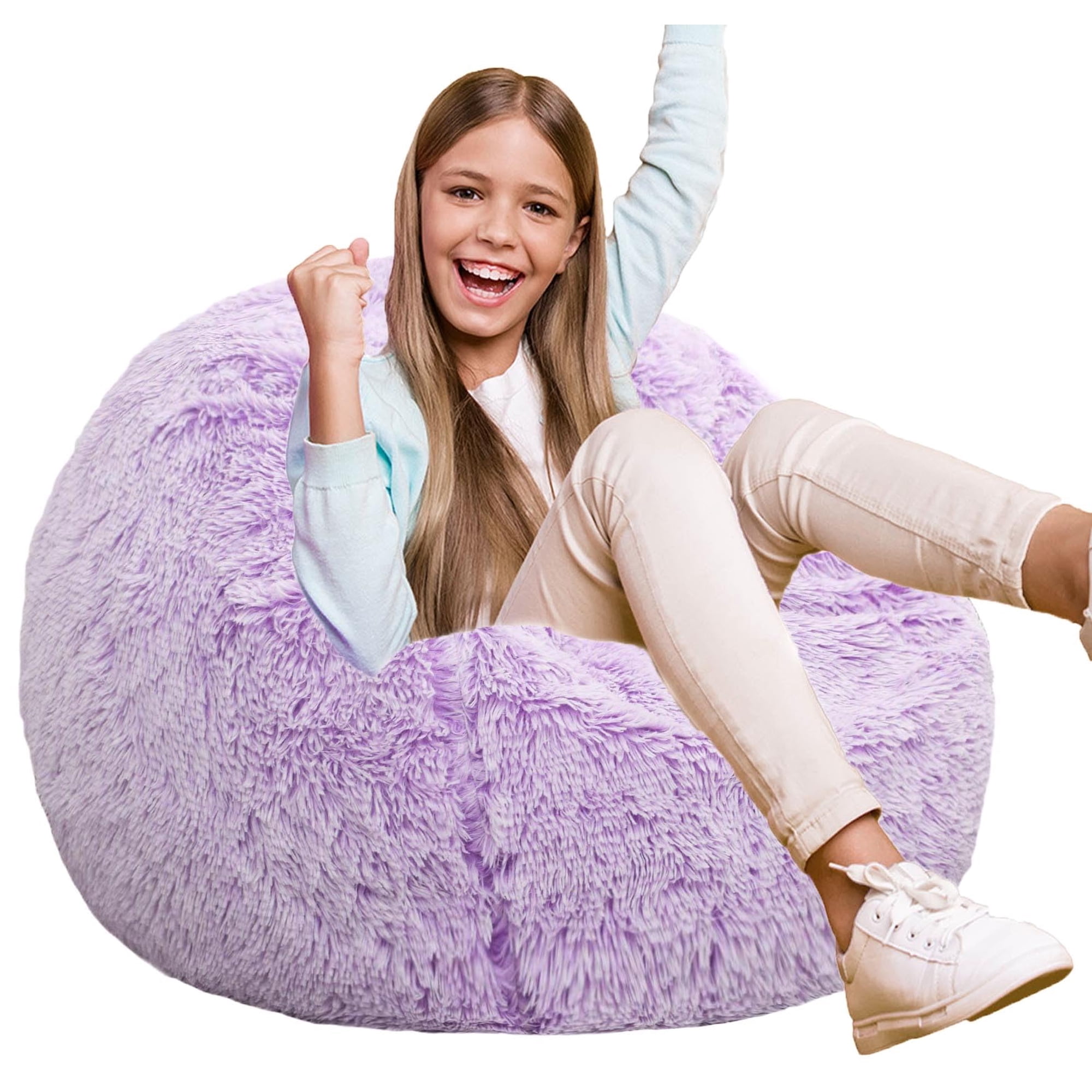 Sillón Puff Kisoy De 76 Cm, Lila, De Piel Sintética, Para Niños