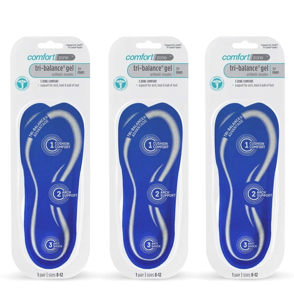 Plantillas ortopédicas Comfort Zone Tri-Balance Gel para hombre
