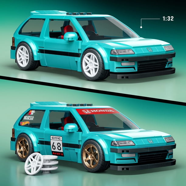 Autos a escala 1:32 Mattel Brick Shop Speed Custom '90 Honda Civic