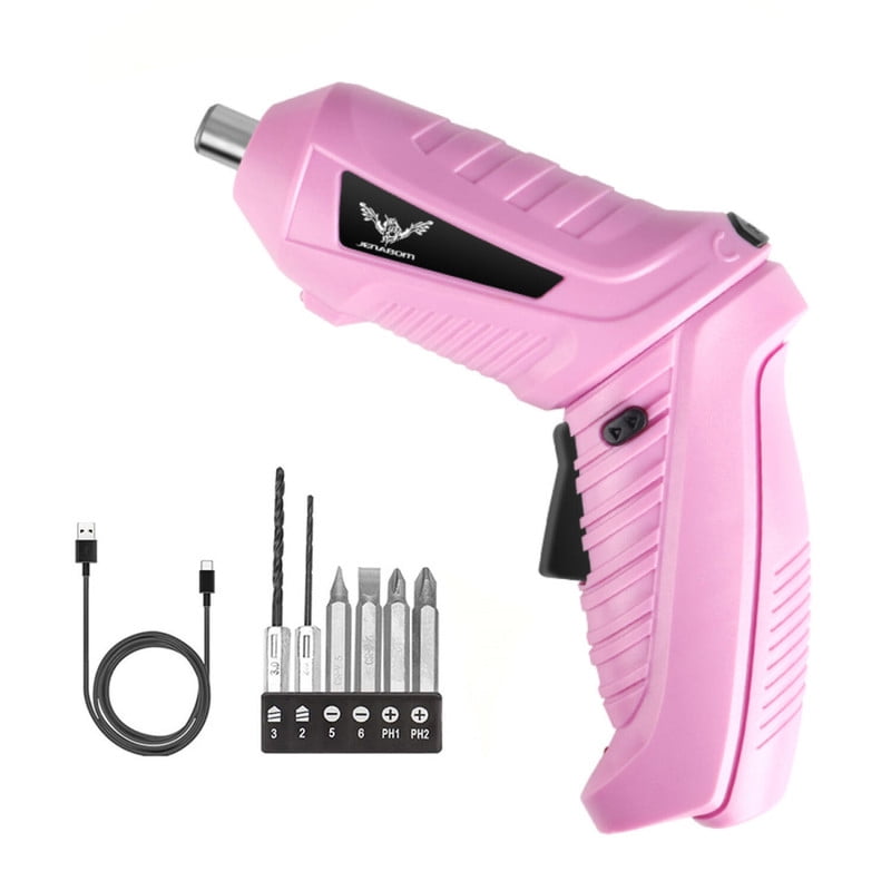 Jenabom - Juego De Destornilladores Eléctricos 8 En 1, Color Rosa, Con Luz Nocturna, Herramienta Eléctrica Multifuncional Recargable Para Mantenimiento Y Reparaciones Del Hogar.