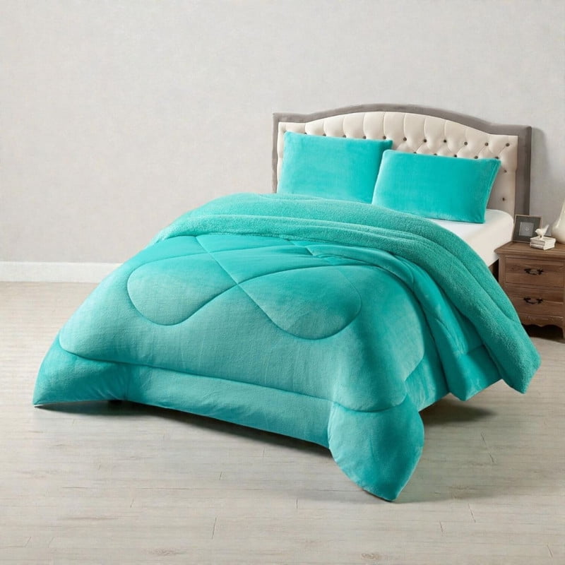 Genérico - Plumon De Invierno Plush Liso Con Chiporro De 2 Plazas + 2 Fundas Para Almohada Cipi2p-18