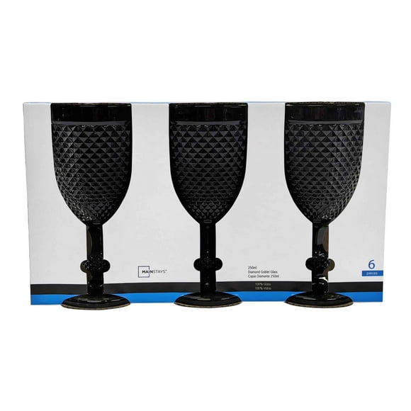 Set 6 Copa diamante vidrio 250ML gris