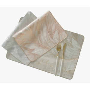 Atlas - Mantel Individuals Plumas En Relieve Oro Rosa