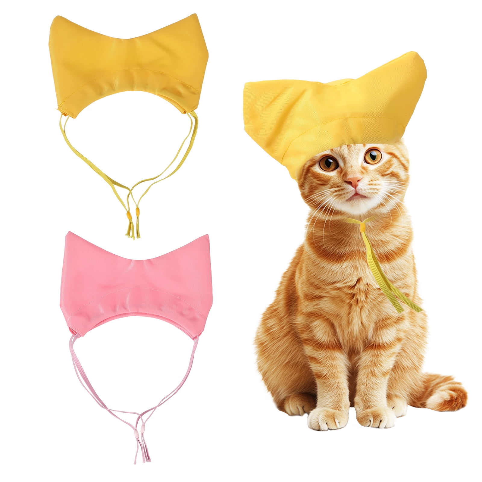 Gorro de Ducha para Gatos Uxcell, Gorros de Ducha para Perros con Correa Ajustable, (Amarillo/Rosa, 2 Piezas), Destinado para Gatitos/Pequeños Cachorros/Aseo