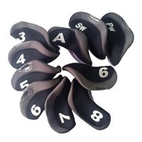 Ioensy - 10 Piezas De Fundas Para Palos De Golf Para Hierros Con Fundas De Cabeza De Neopreno De Gran Número Negro Gris