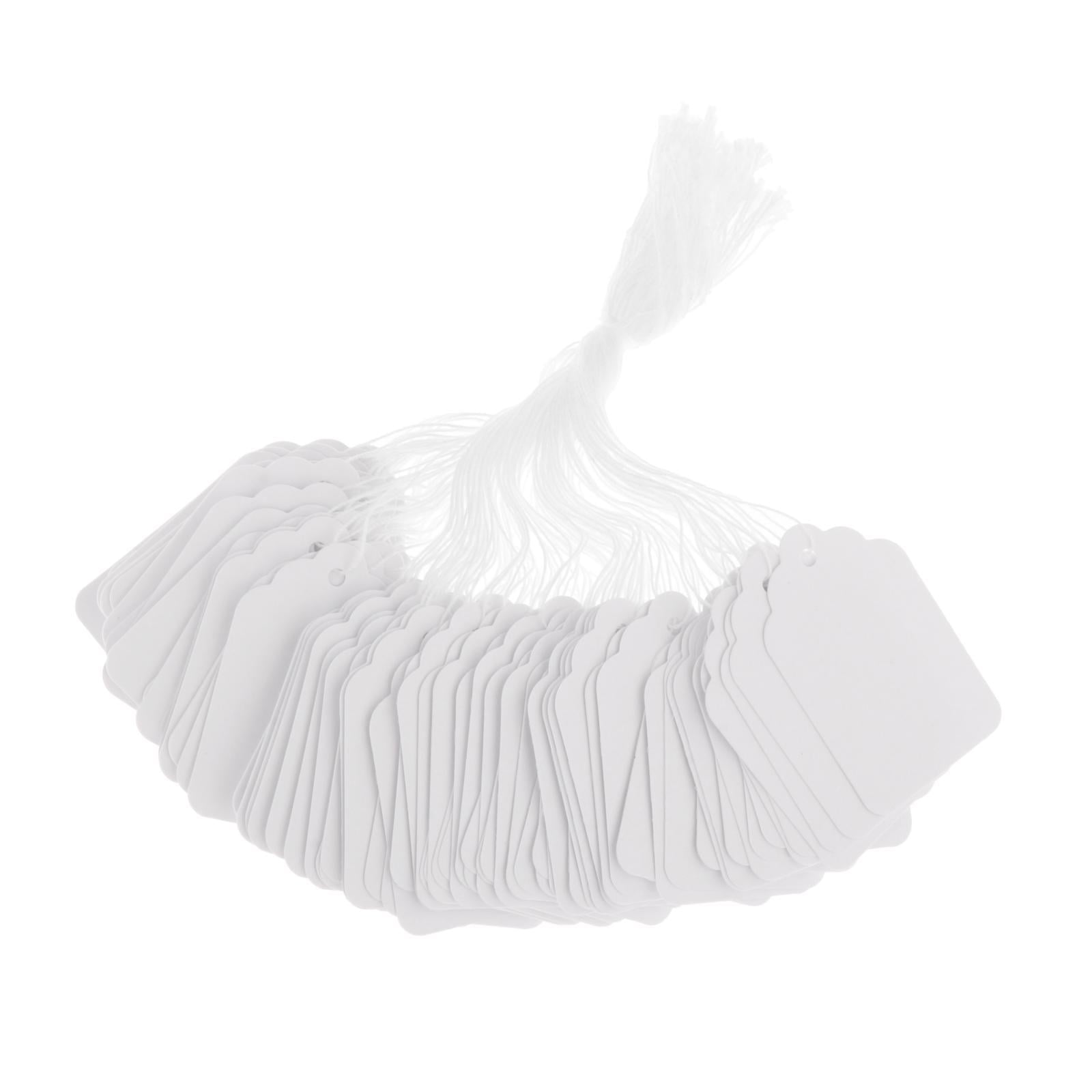 Ioensy - 100 Piezas Etiquetas De Papel Con Cuerda Adjunta Etiquetas Colgantes De Precios Para Cumpleaños 48x30mm Blanco