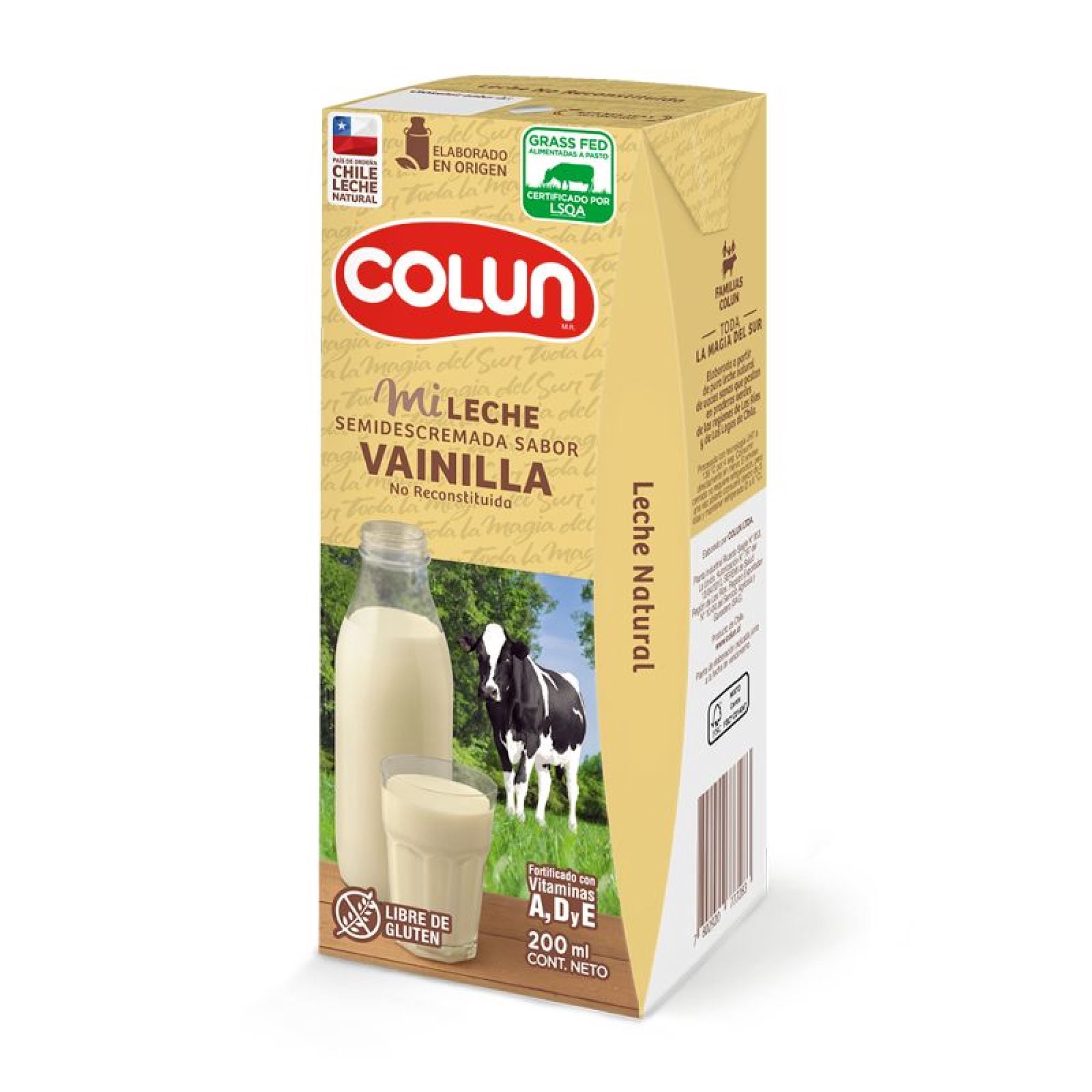 Leche Semidescremada Vainilla Caja 200 ml Colun
