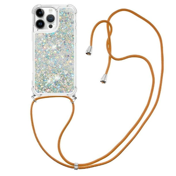 Funda FOXDOCK para iPhone 16 Pro con Cuerda Ajustable, Brillo Líquido, Protección Antigolpes y Lente – Ideal para Regalo