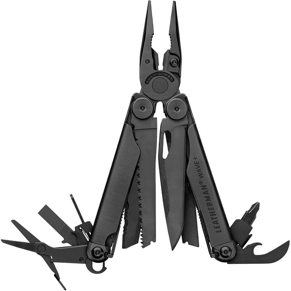 LEATHERMAN Wave Plus 18 en 1, multiherramienta para bricolaje y actividades al aire libre, negra