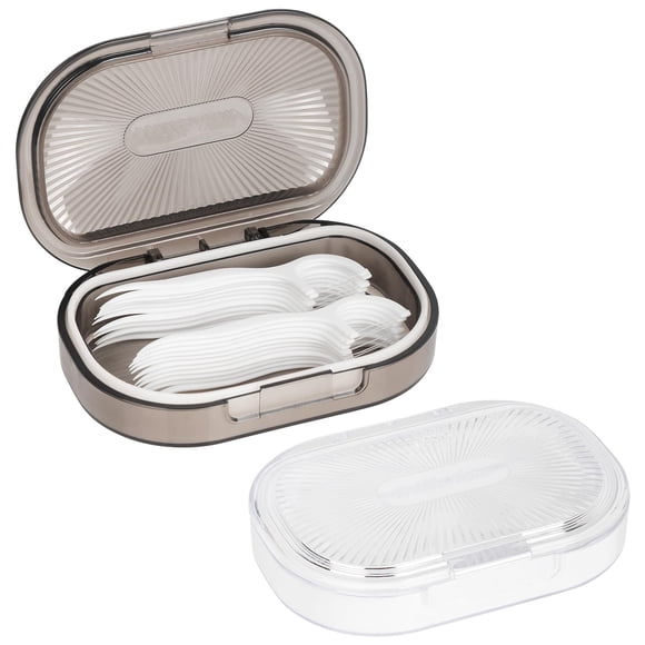 Estuche para hisopos de algodón Adorila 10 cm 2 unidades gris/blanco