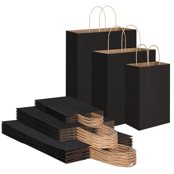 Bolsas de papel kraft negras Toovip, pack de 90 unidades, 3 tamaños