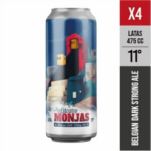 Anfiteatro - Pack X04 Monjas, 11° (Dark Belgian Strong Ale) - Cerveza Artesanal Valparaiso - 475 Ml