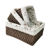 Magideal - 3X Cesta Tejida Para Estante, Cesta Para Servir, Cestas De Almacenamiento Tejidas A Mano, Cesta De Despensa Tejida, Contenedor Para Patio, Verduras, , Negro