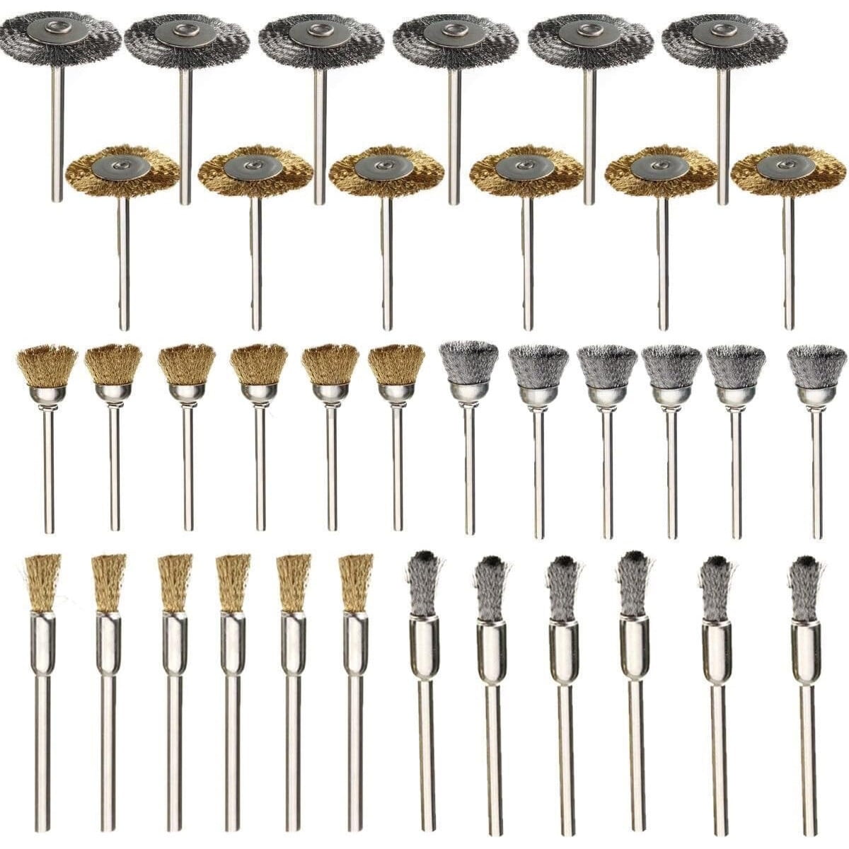 Set 36 Cepillos Alambre Rocaris Acero Latón Pulido Dremel