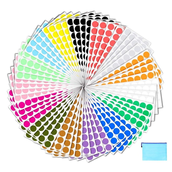 Etiquetas adhesivas Yoklili redondas con codificación de colores de 3/4 pulgadas, 2400 unidades