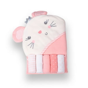 Salida De Baño Con 5 Toallitas Bebé Niña Naranjo Pillin