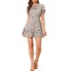 thumbnail image 2 of Vestido de Mujer INSPIRE CHIC con Volantes de Verano Chiffon Cuello con Lazo Manga Corta Abullonada Estampado Floral L Púrpura, 2 of 7