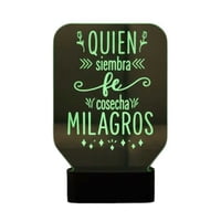 Lampara Ilusion 3D Frase: Quien Siembra Fe... De 7 Colores, Base Touch