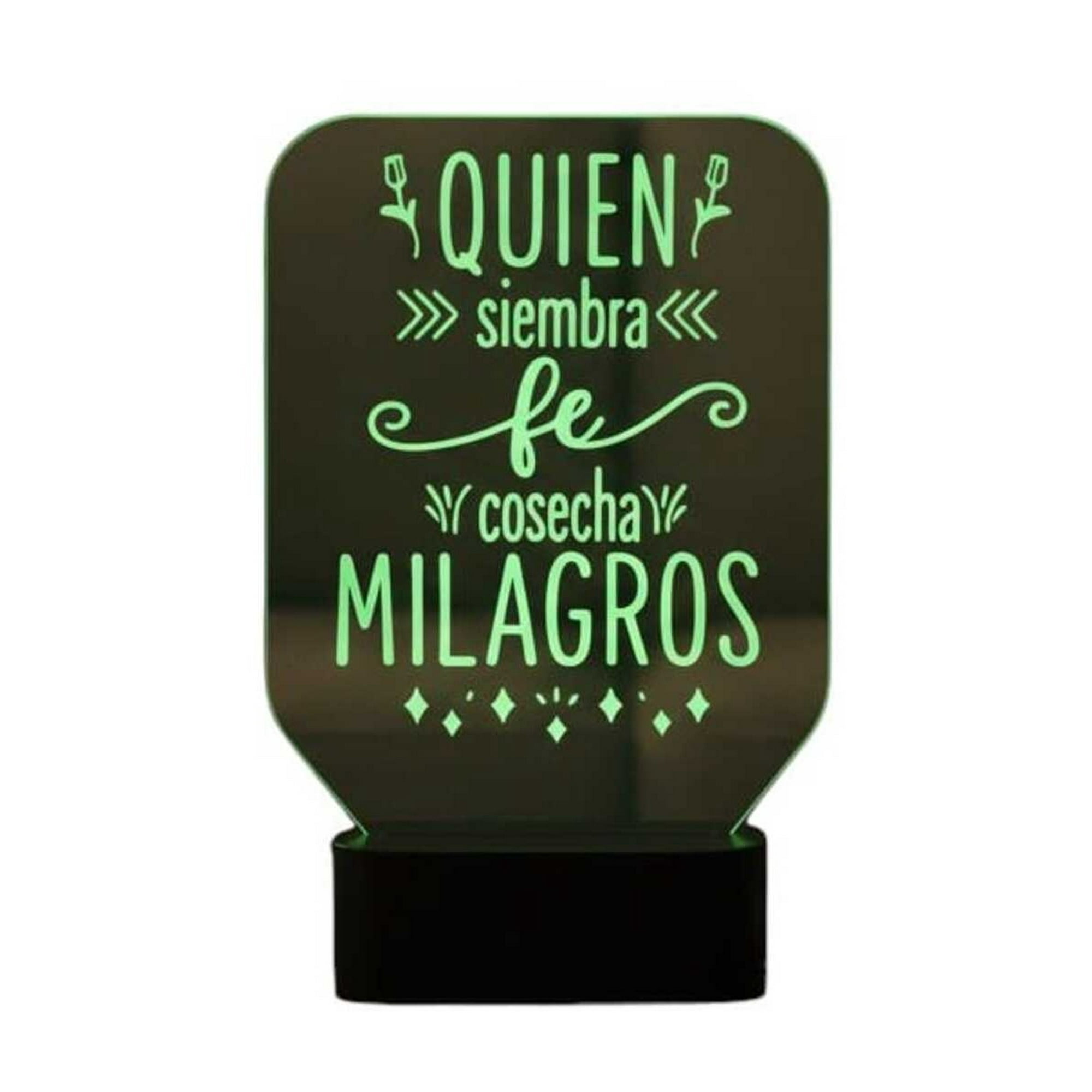 Lampara Ilusion 3d Frase: Quien Siembra Fe... De 7 Colores, Base Touch