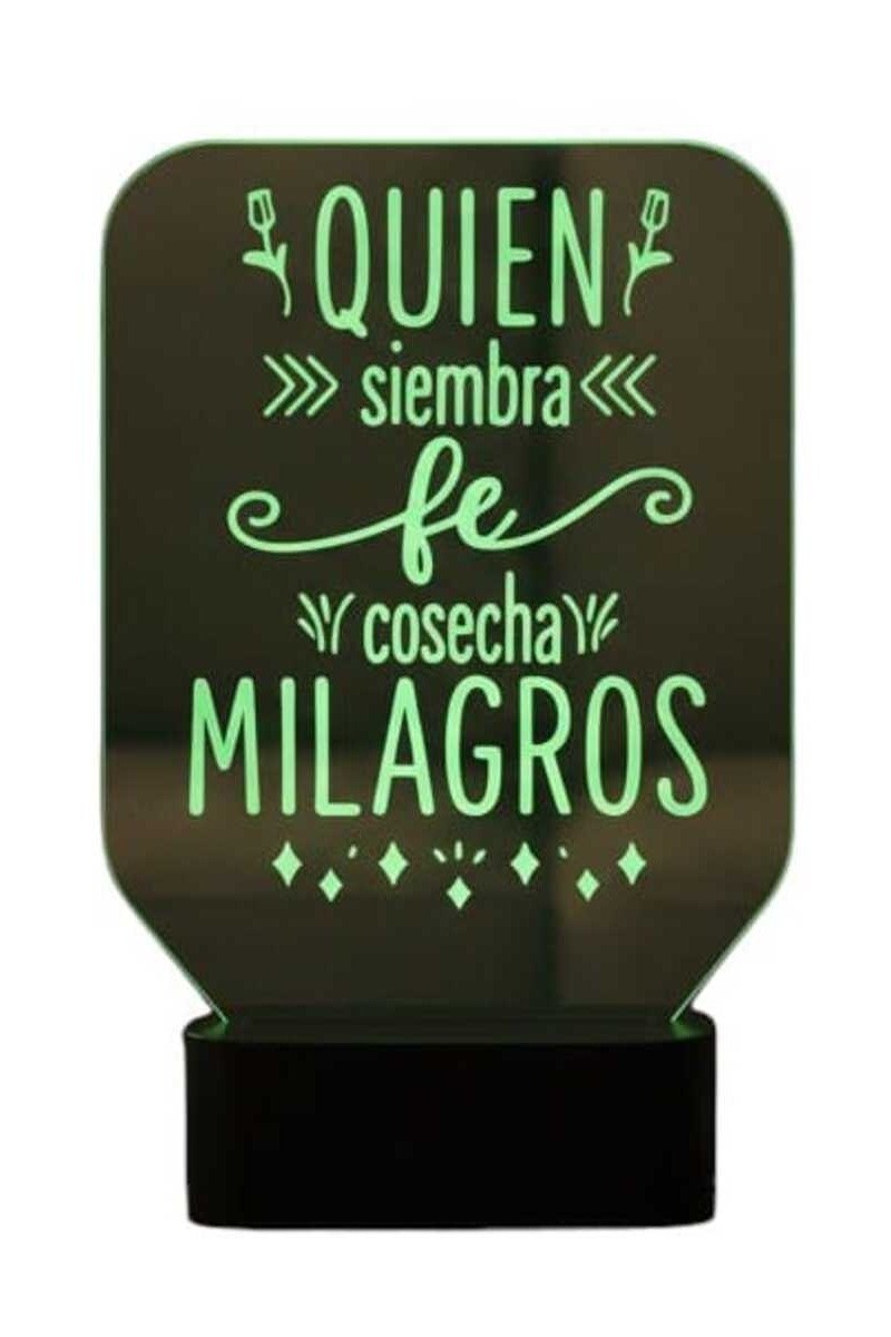 Lampara Ilusion 3D Frase: Quien Siembra Fe... De 7 Colores, Base Touch