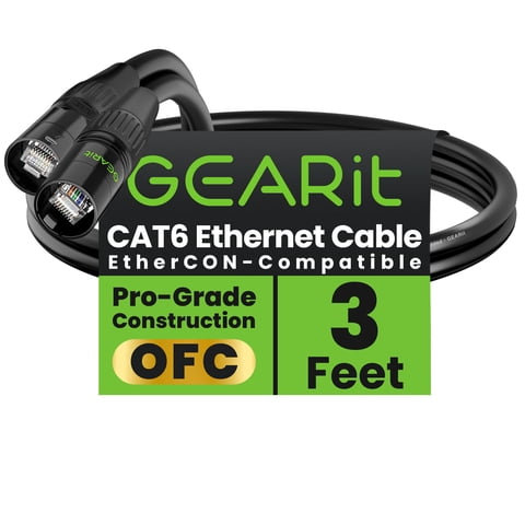 Cable Ethernet Gearit Blindado Cat6 Ethercon De 1 M, Negro
