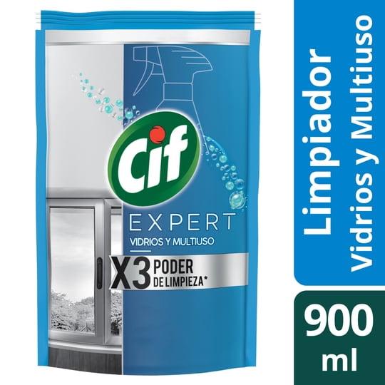 Limpia Vidrios Biodegradable Líquido Doypack 900 ml Cif