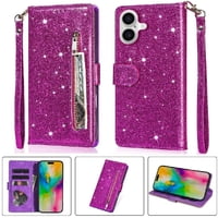 Foxdock - Funda Para Elegante Funda Iphone 16 Plus Glitter Con Cremallera-Ideal Para El Uso Diario