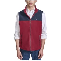 Chaleco Tommy Hilfiger De Forro Polar Para Hombre, Color Azul Marino Y Rojo, Talla Xxxl
