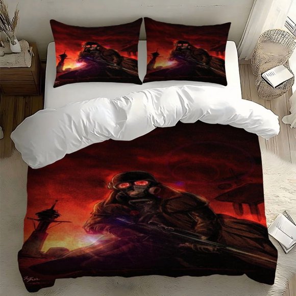 3pcs N-C-R Protective Warrior Themed Digital Print Bedding Set