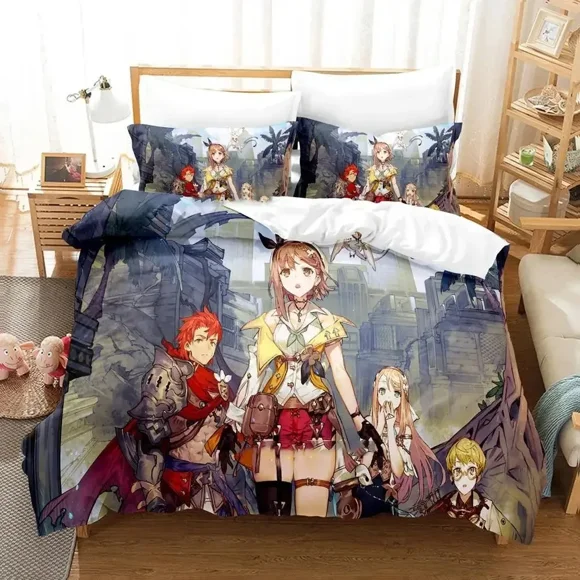 Atelier Ryza Ever Darkness & the Secret Hideout Bedding Set Boys Girls Size Duvet Cover Pillowcase Bed Kids Adult Bed Sheets