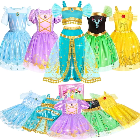 Disfraces de Princesa Jeowoqao para Niñas, 5 Conjuntos