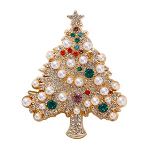 Ioensy - Broche Navideño, Regalo De Boda, Broche De Solapa Para Mujer, Para Bufanda, Cheongsam, Corbata, Dorado, 4,9 Cm X 6 Cm
