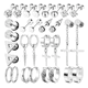 thumbnail image 1 of 15 Pares Aros Aretes Pendientes Hombre Negro Plateado, 1 of 7