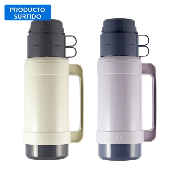 Termo 1L aluminio y plastico, color surtido
