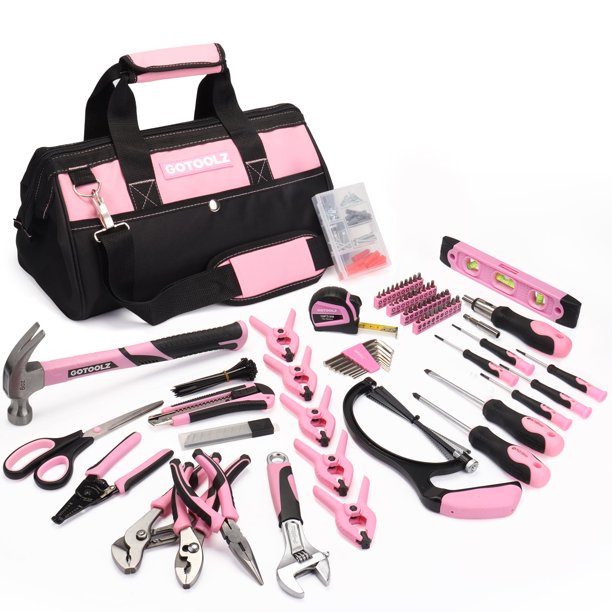 Juego de Herramientas GOTOOLZ de 269 Piezas para Reparaciones del Hogar, Color Rosa