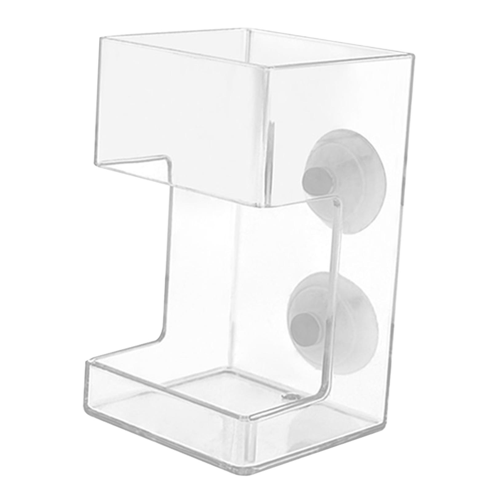 Magideal - Estación De Alimentación De Pescado Hecha De Acrílico Para Camarones Con Sales Con Tazas De Succión, Tubo De Revestimiento Transparente, Estación De A Cuboides