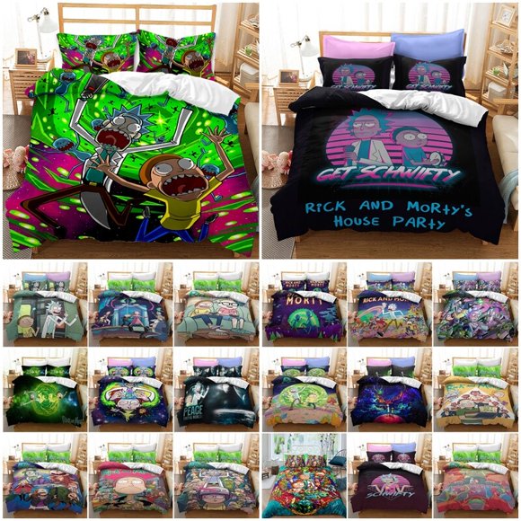 Rick And Morty Quilt Duvet Cover Duna Bedding Set Gift 3-Piece Bedding Set (1 Duvet Cover + 2 Pillow Shams)