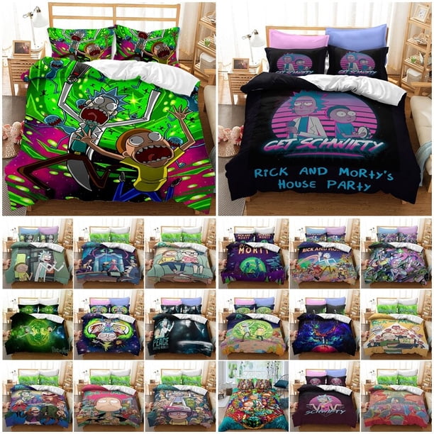 Rick And Morty Quilt Duvet Cover Duna Bedding Set Gift 3-Piece Bedding Set (1 Duvet Cover + 2 Pillow Shams)