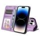 thumbnail image 4 of Funda tipo cartera FOXDOCK para iPhone 15 Pro , diseño girasol en relieve, cuero PU, cierre magnético, soporte y tarjetero, 4 of 5