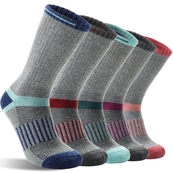 Calcetines MOGGEI de lana merino para senderismo, 5 pares, térmicos y cálidos