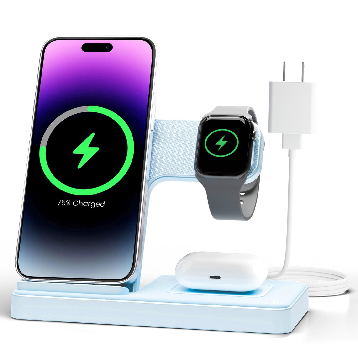Getpals - Cargador Inalámbrico Con Soporte Y Estación De Carga 3 En 1 Para Apple