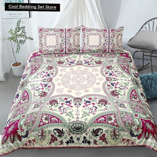 x2021 Bed SheetsMandala Duvet Cover Bohemian Bedding Set for Teens Adults Girls Exotic Ethnic Floral /Polyester Comforter Cover 3-Piece Bedding Set (1 Duvet Cover + 2 Pillow Shams) nj2021